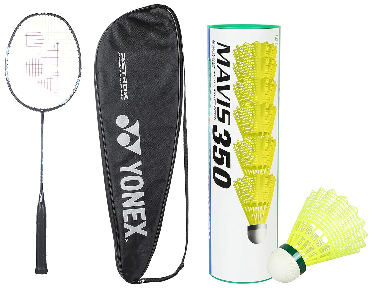 Yonex ASTROX LITE 27i Graphite Badminton Racquet G4, 77 Gm, 30 Lbs Tension Colour - Black, Grip Size - 3 3/4 inches + Mavis 350 Badminton Nylon Shuttlecocks