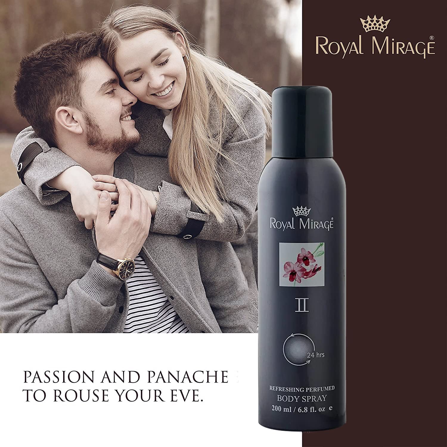 Royal Mirage II Grey Refreshing Perfumed Body Spray 200ml 6.8 Fl.oz. Unisex Fragrance | Lasting Upto 24Hrs