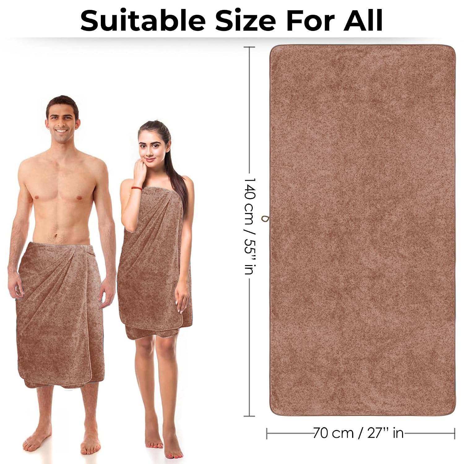 Story@Home Microfiber Bath Towels 400 Gsm Large Size Set Of 2 | Bath Towels For Men, Women & Kids | Perfect For Everyday Use (Light Brown)