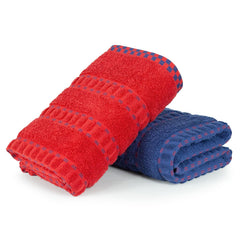 Mytrident 100% Cotton Bath Towel 1200 Gsm (Red & Blue) - 2 Piece