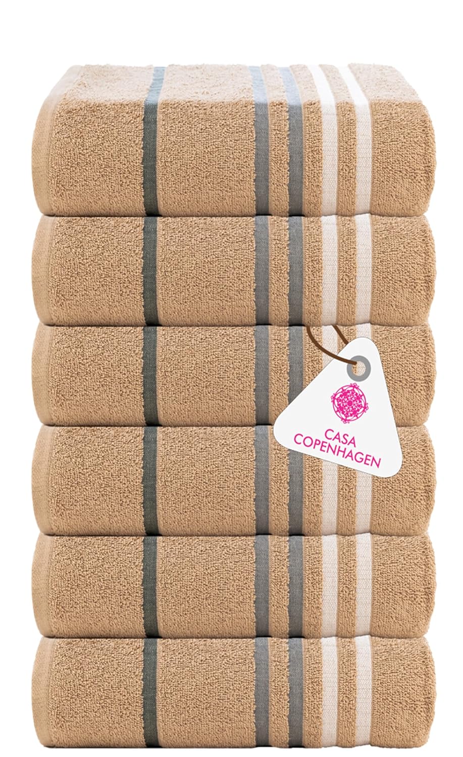 Casa Copenhagen Egyptian Cotton Ecstatic Hand Towel 740 Gsm (Beige)- 6 Pcs