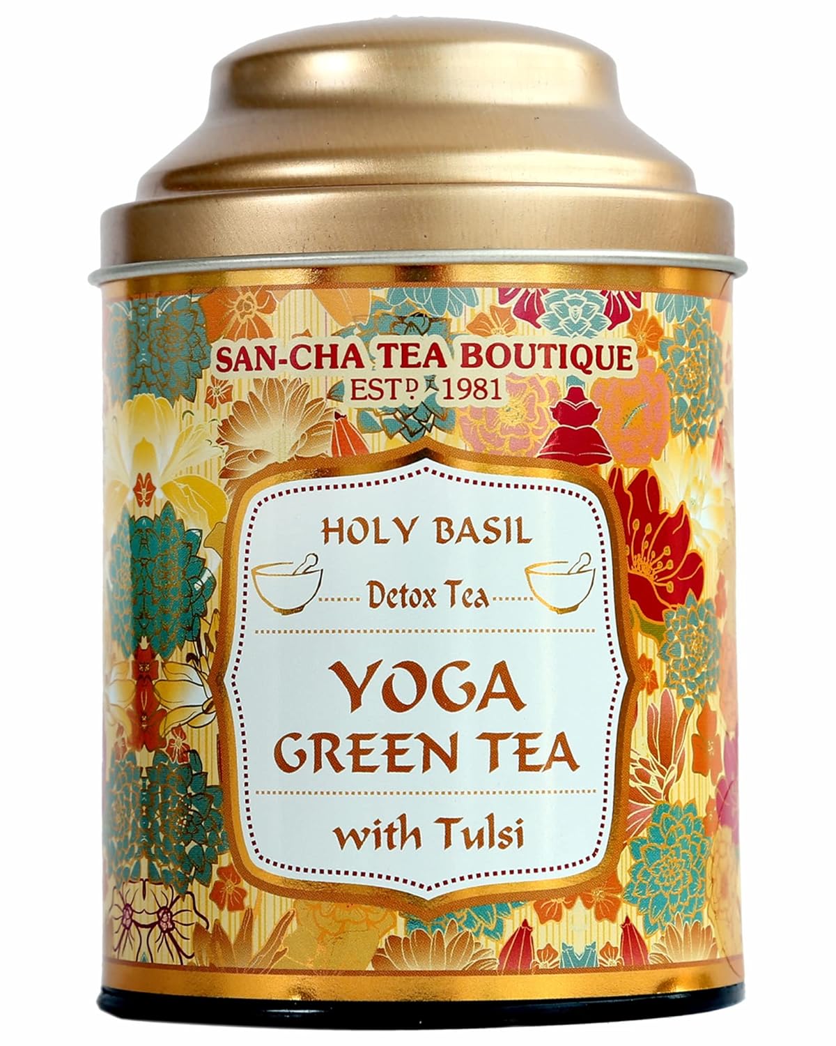 San-Cha Yoga Green Tea With Tulsi - 100gm, 3.5 Ounce | Holy Basil Detox Tea - Boosts Metabolism | Low Bitterness, Low Caffeine