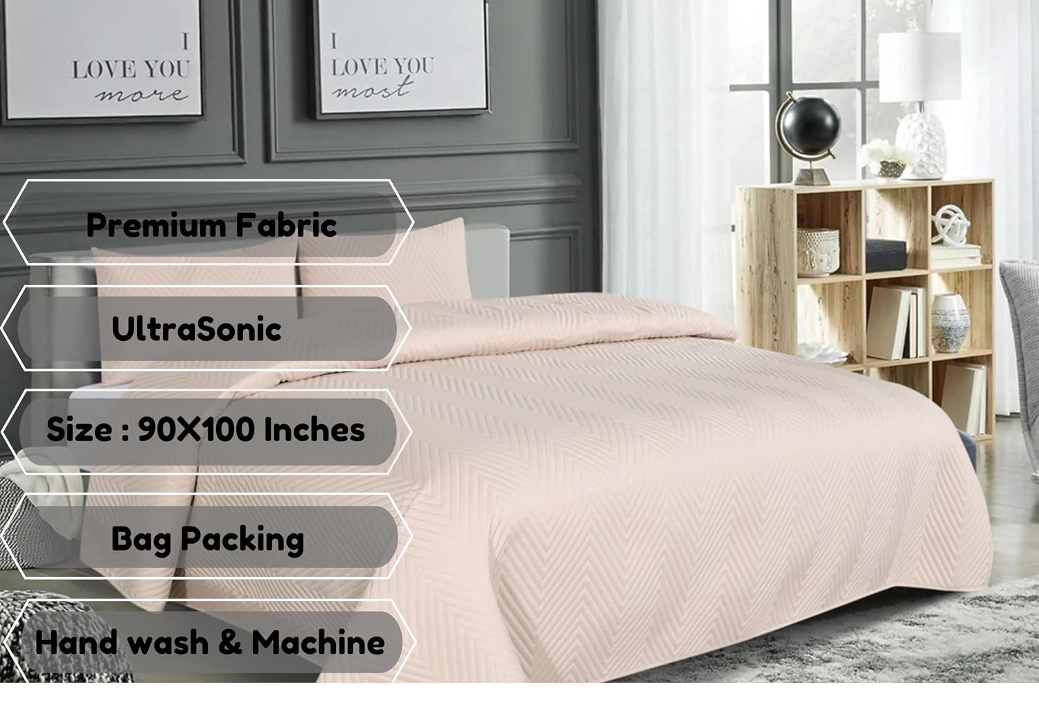 Solid Bedsheet For Double Bed With 2 Pillow Covers | Size - 90 X 100 Inches, Beige | Light Weight, Suitable For All Seasons & Easy To Wash