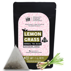 The Tea Trove Organic Lemon Grass Herbal Tea Bags In Resealable Pouch - 50 Pyramid Tea Bags | Environmentally Friendly Packaging - Eco Friendly, Medium Caffeine