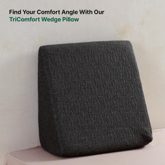 Bed Wedge Pillow For Sleeping, Multipurpose Use, Dark Grey, King Size - 20 L X 20 W X 10 H Inch | Medium Pillow, Cooling Gel Memory Foam Pillow & HR Foam Pillow, Removable Pillow Cover