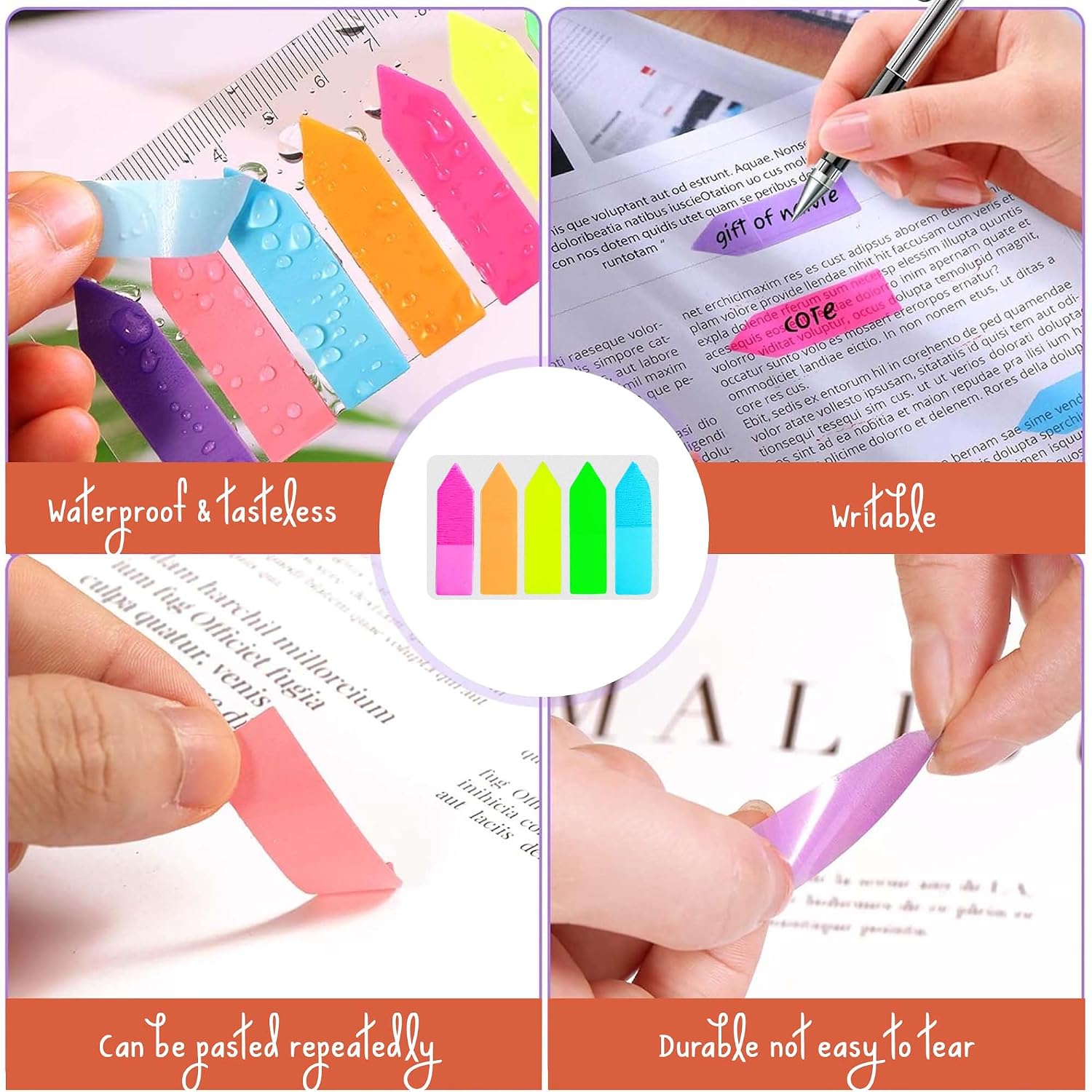 1200 Pcs Sticky Notes, 60 Colorful Waterproof Tabs | Highlighter Strips For Study, Organization