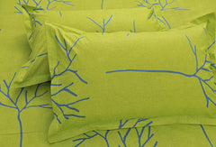 Queen Size For Bedsheet With 2 Pillow Covers - 88 X 96 Inches, Green & Blue | Soft & Comfortable Sleep Experience | Machine Wash In Cold Water