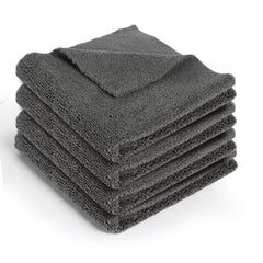 Auto Hub Microfiber Cloth 600 Gsm | Ultra Soft- Edgless & Dual Sided Microfiber Cloth Lint & Streakfree Car Cleaning Cloth - Grey (Pack Of 4)