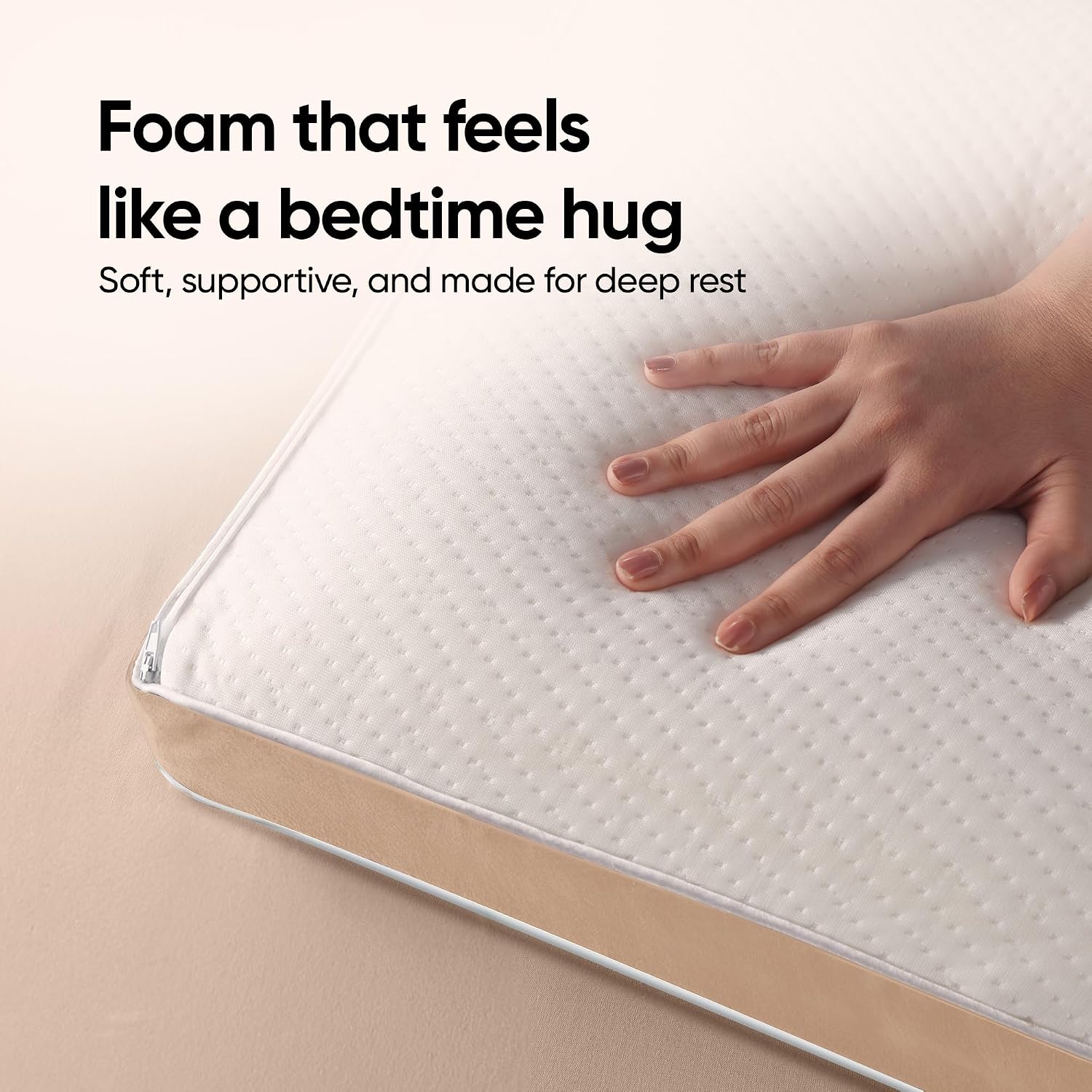 Sleep Plus Memory Foam Pillow, Ergonomic Support For Back, Side Sleepers, White | Durable, Hypoallergenic & Breathable Cool Pillow | For Everyday Use & Neck, Shoulder Pain | Washable Cover