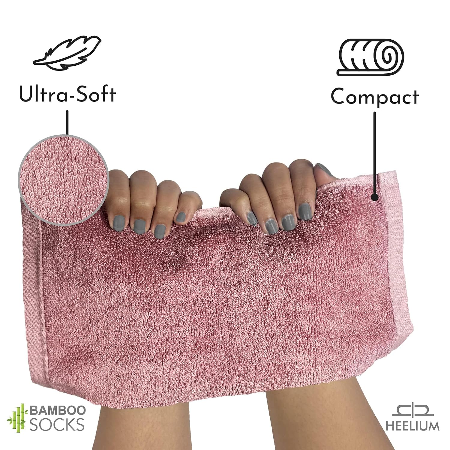 Heelium Bamboo Face Towel 900 Gsm | Ultra Absorbent & Odour-Free 3x Softer Than Cotton Towels | Pack Of 5 -Iris, Peach, Light Grey, Grey & Teal