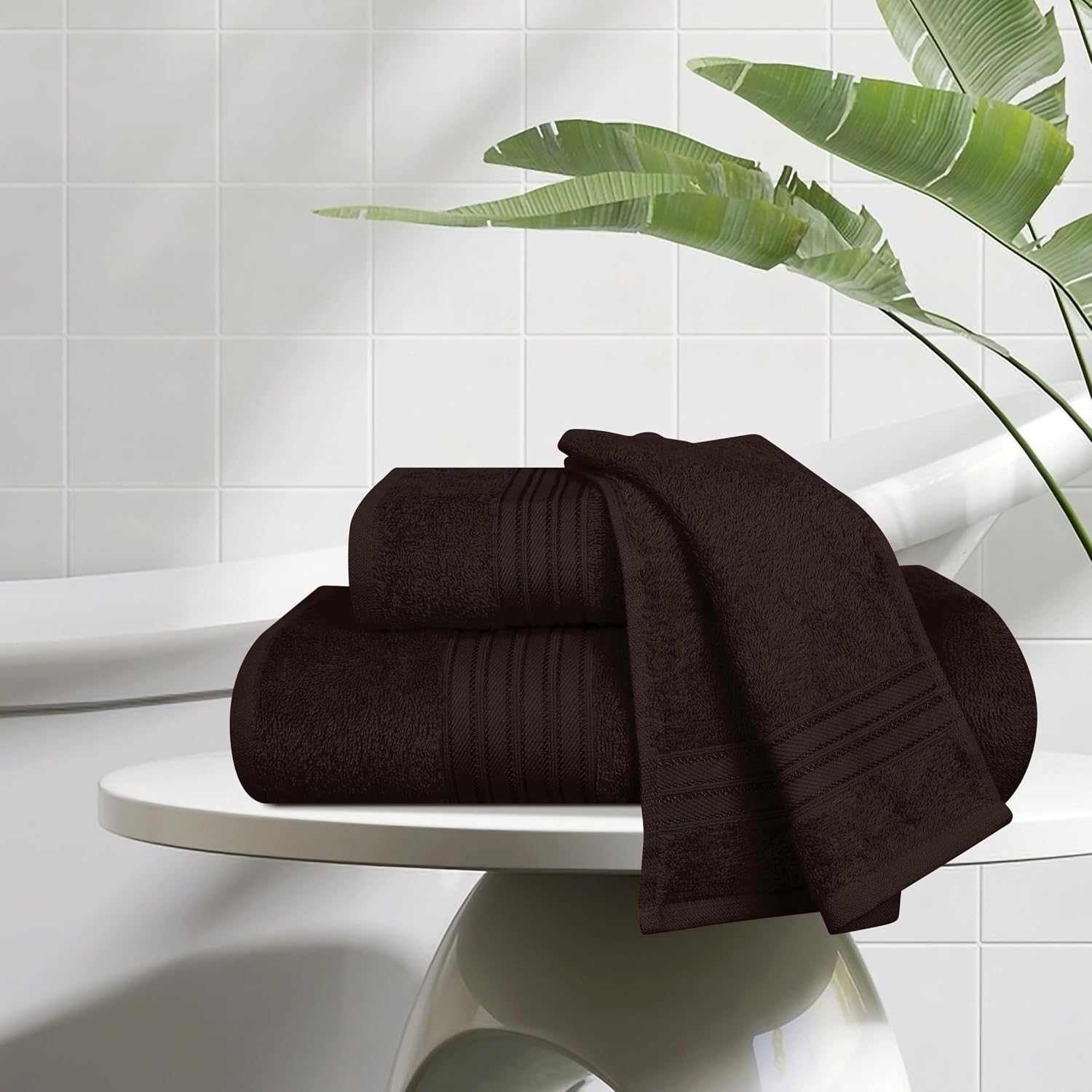 Boutiquo 100% Cotton Bath, Hand & Face Towel 900 Gsm | Eco-Friendly Towels For Men & Women, Ultra Soft & Highly Absorbent - Chocolate Brown (Pack Of 3)