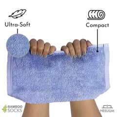 Heelium Bamboo Face Towel 600 Gsm | Ultra Absorbent & Odour-Free 3x Softer Than Cotton Towels | Pack Of 3 -Blue, Iris & Light Grey