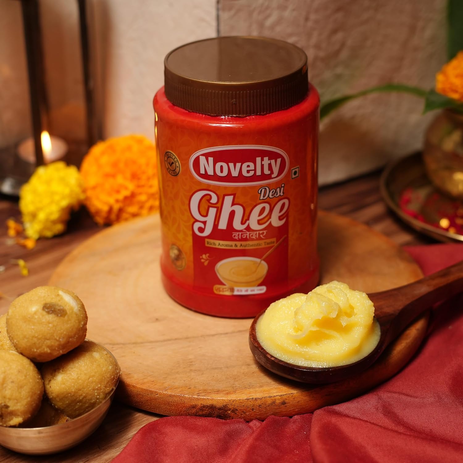 Natural Premium Desi Ghee Danedar By Novelty | Great Source Of Protein Fiber Desi Ghee Good For Muscles | (1 Litr) 33.8 Ounce | Jar Pack