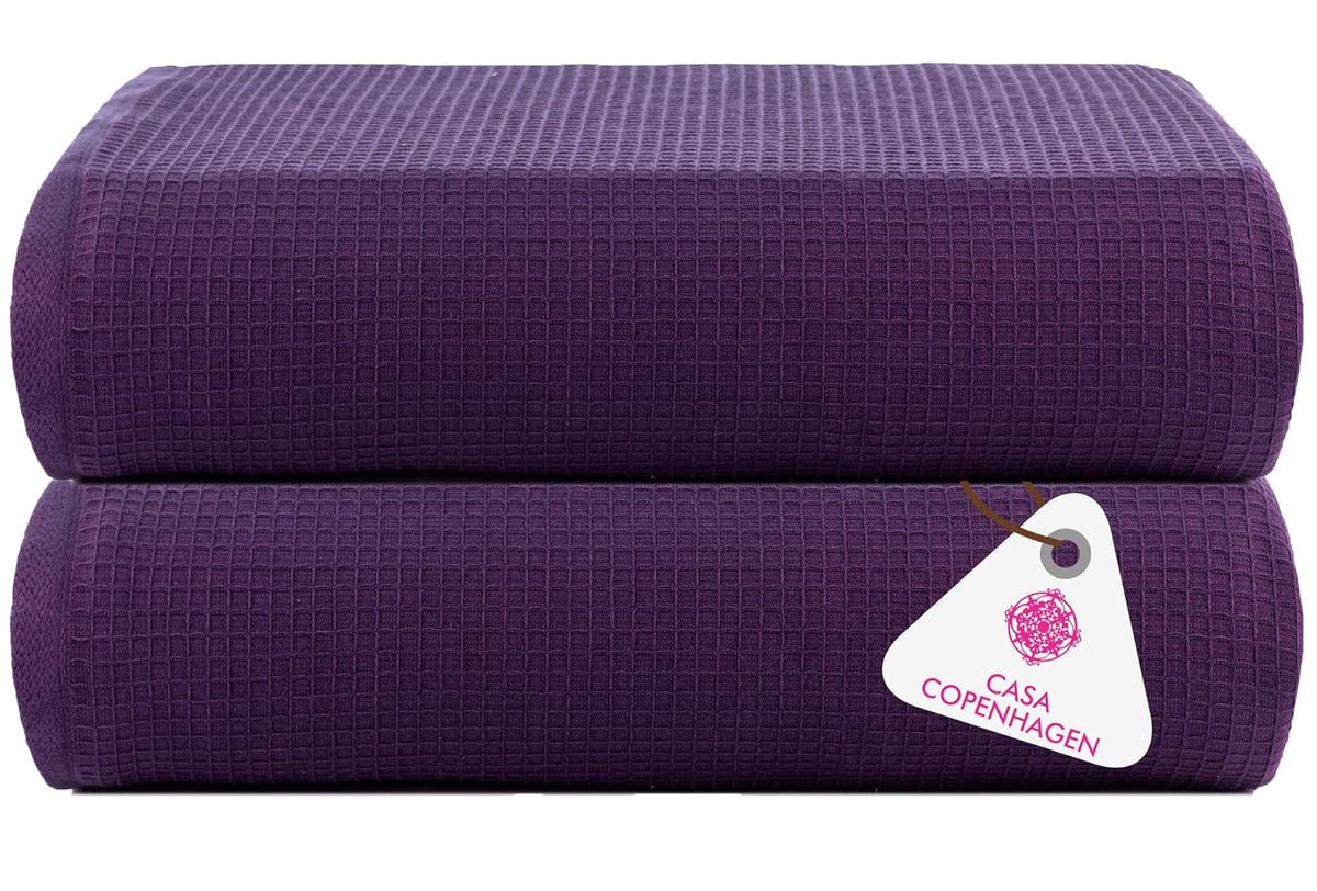 Casa Copenhagen Egyptian Cotton Exotic Hand Towel 400 Gsm (Wf Dark Purple)- 2 Pcs