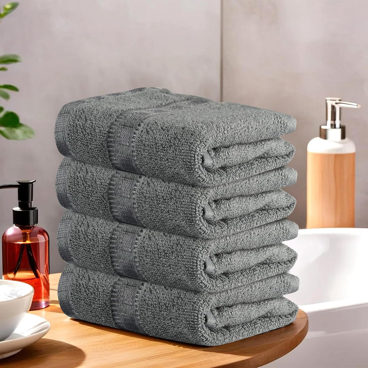 Kuber Industries Cotton Hand & Face Towels 800 Gsm | For Men & Women Easily Washable Workout Gym Napkins For Men | Pocket Towel - Grey (Pack Of 4)