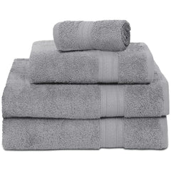Ambra Linens Highly Absorbent Towel 500 Gsm | 100% Cotton, Soft & Plush, All Seasons Use, Large, Everyday Use, Durable (1hand, 1face, 2bath Towels Set) | Light Grey