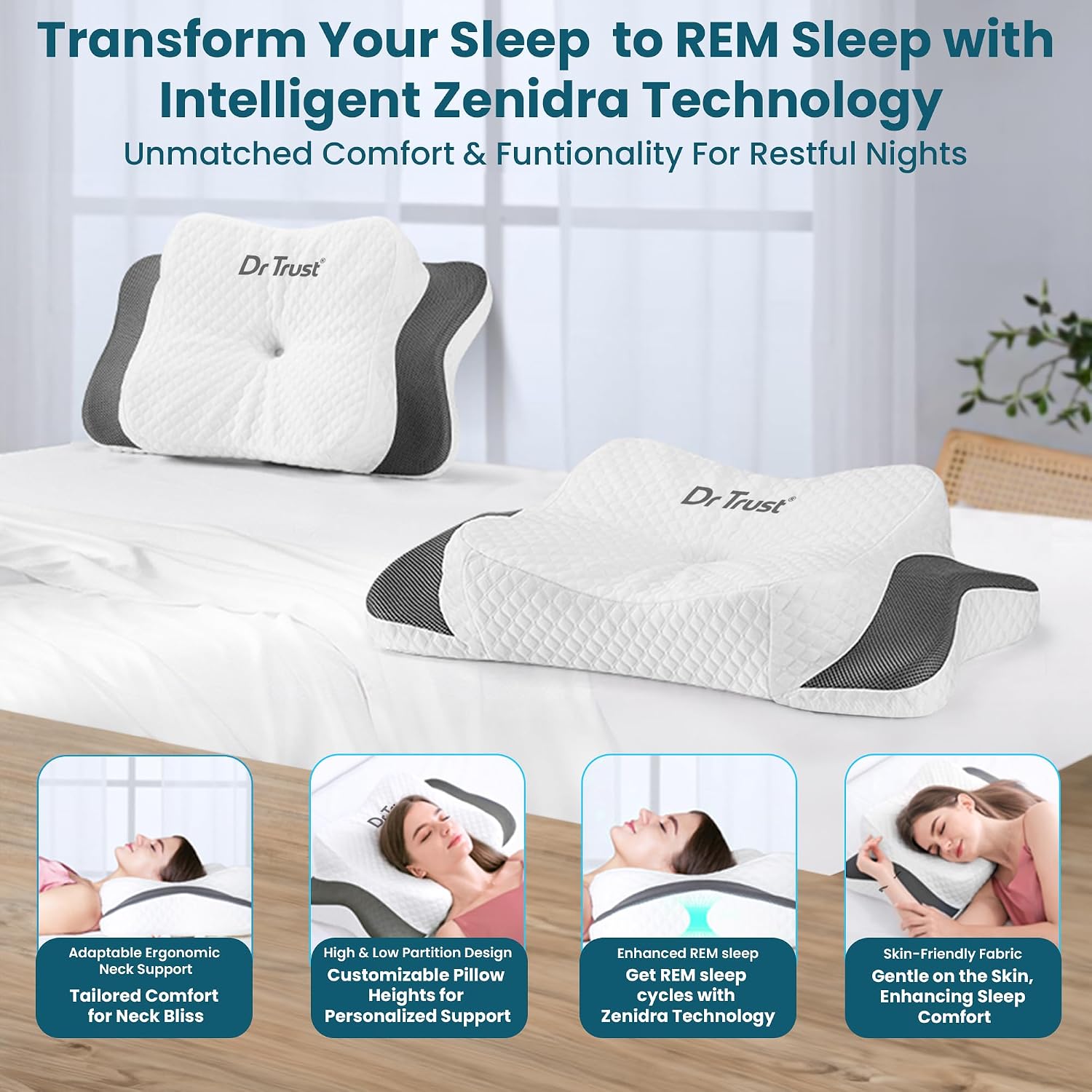 Butterfly Memory Foam Cervical Pillow For Neck Pain Relief, Soft Pillow | Orthopedic Head & Shoulder Support Effective For Sleep Disorders | Breathable, Sleep Apnea, Anti-Snoring Pillow