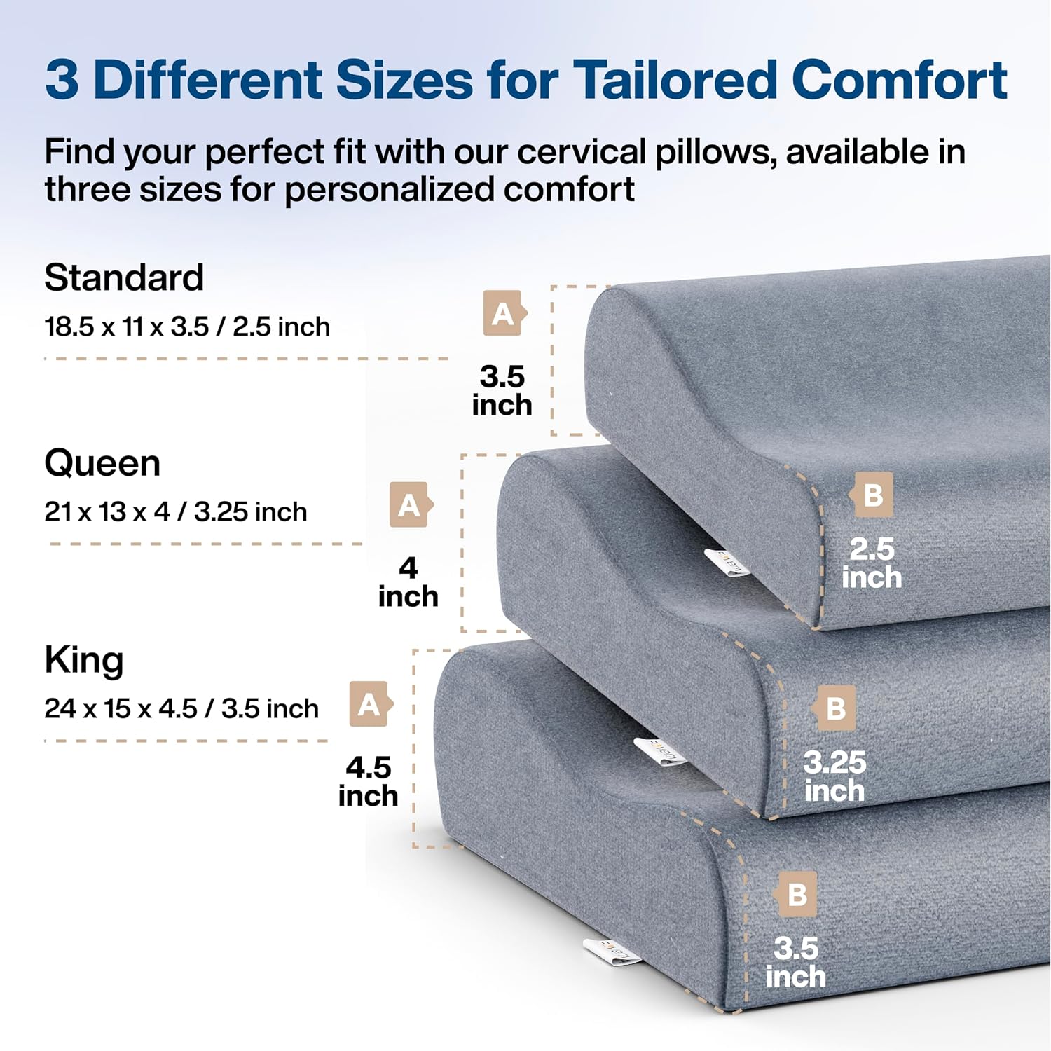 Cervical Pillow For Neck Pain, Cool Gel Memory Foam Pillow - 18 X 11 X 3.5 Inch | Orthopedic Neck Support Pillow For Sleeping, Neck & Shoulder Pain, Standard Size, Grey Velvet - Pack Of 1