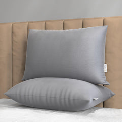 Microfiber Pillows For Sleeping, Height Adjustable Bed Pillows, Grey - 41x61 Cm | Rectangular Shape, Neck Support, Ergonomic, Hypoallergenic, Washable, Easy Maintenance - Pack Of 2