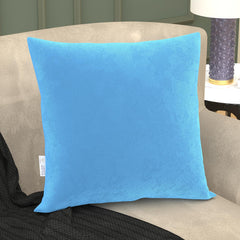 Microfiber Square Soft Pillow Cushion For Sofa & Bed, Sky Blue - 24 X 24 Inch | Fluffy Pillow For Comfort & Back Support | Washable, Premium Velvet Outer Cover With Zip - Pack Of 1