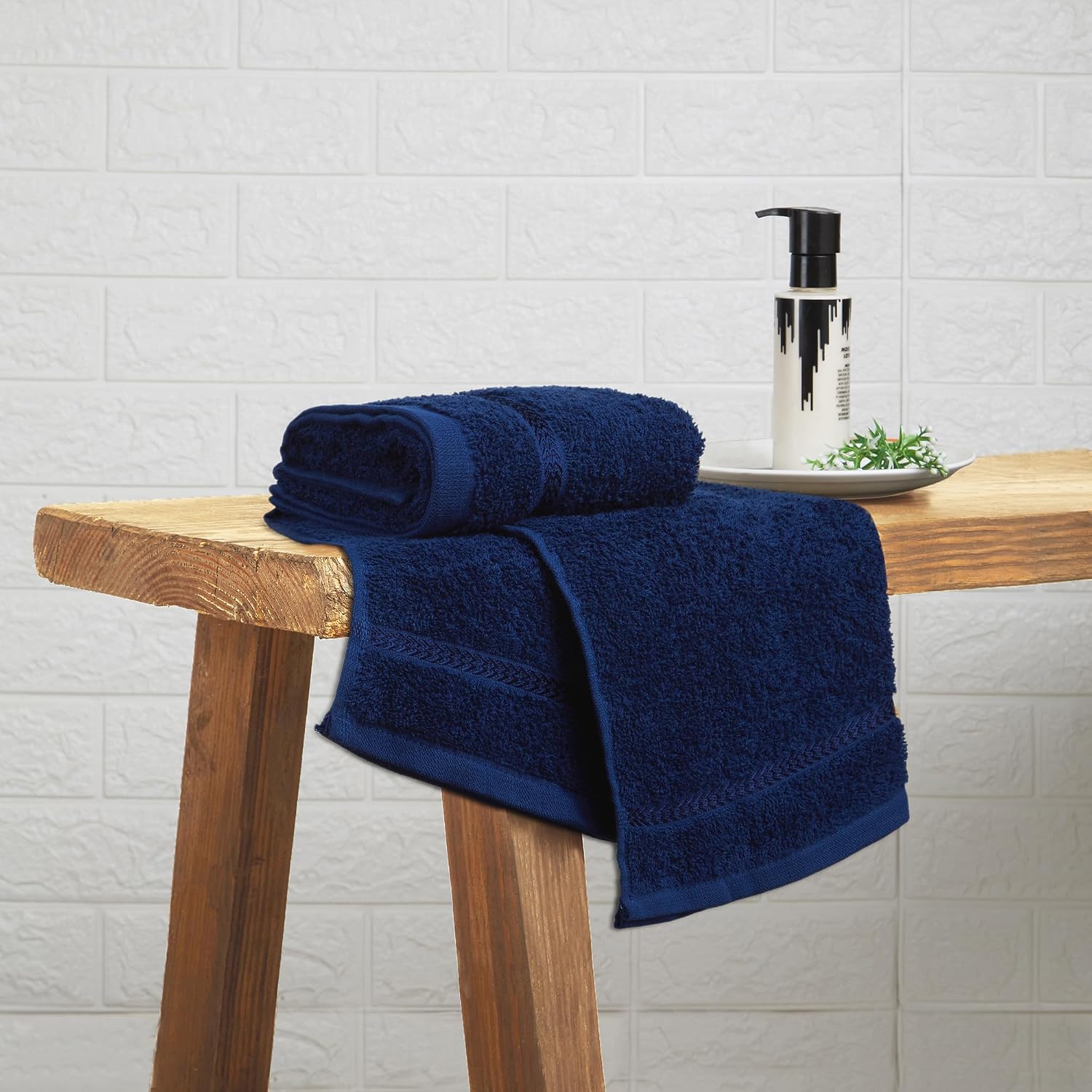 Welspun 100% Cotton Easy Care Hand Towel 400 Gsm | Quick Dry Ultra Soft Hand Towel (Blue) - Pack Of 2