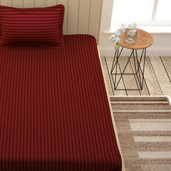Luxurious Single Bedsheets With 1 Pillow Cover - 61 X 88 Inches, Maroon | Lightweight & Breathable - Perfect For Home, Guest House, Hotel