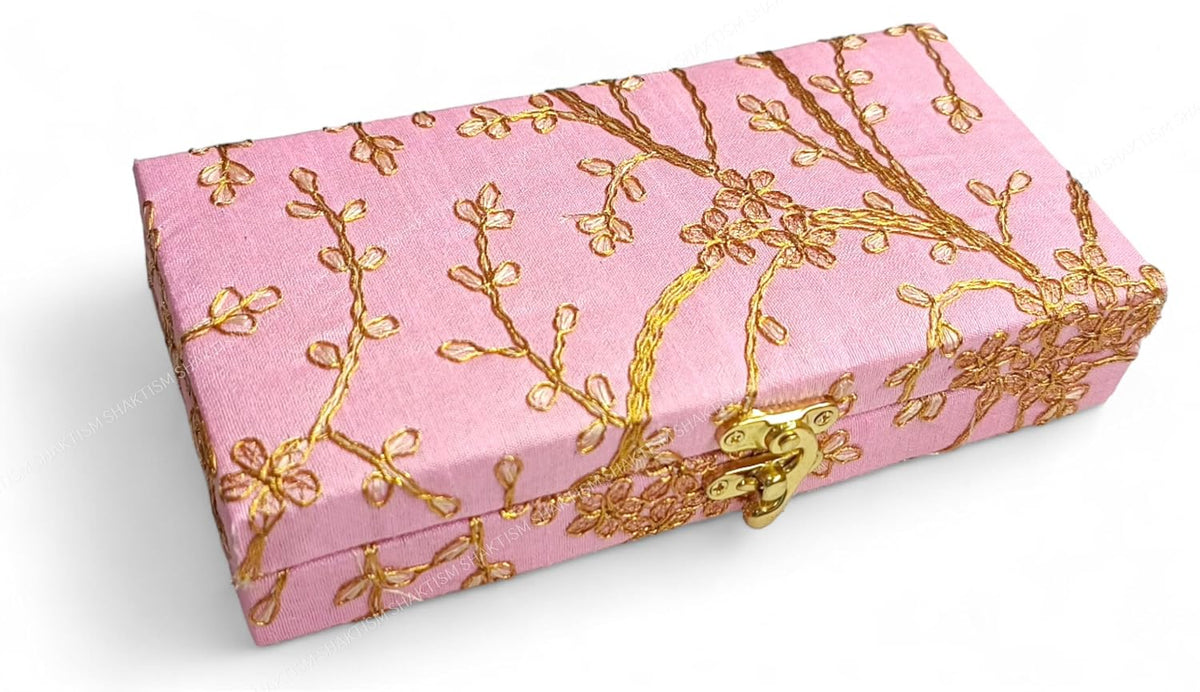 Decorative & Attractive Box Cash Box, Shagun Box, Jewellery Box, Money Box Envelop Wedding, Gift Box, Bangel Box With Embroidery Design Pack Of 1, Colour - Rose Pink