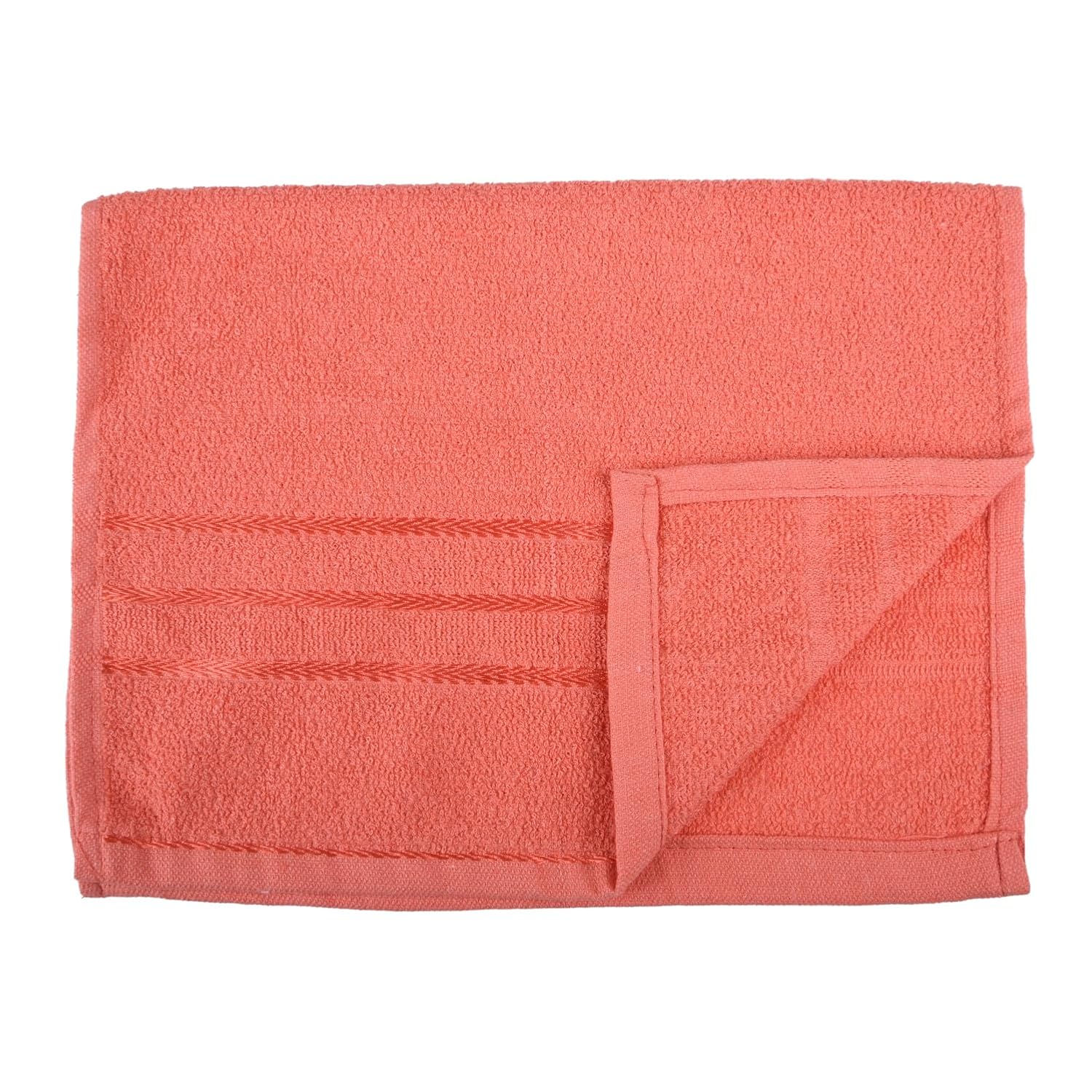 Heart Home Face Towel 800 Gsm | Facewash For Travel Workout Hand Towel | Lining Design Pack Of 4 (Orange)