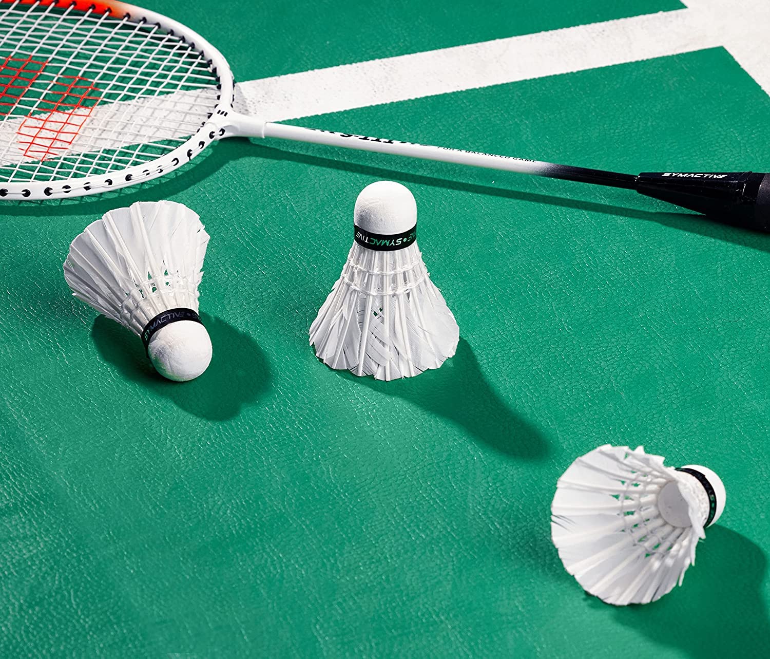 Spanco Feather Badminton Shuttlecock , Suitable For Training & Tournament , Strong Eva Based Cork | White , Pack Of 12