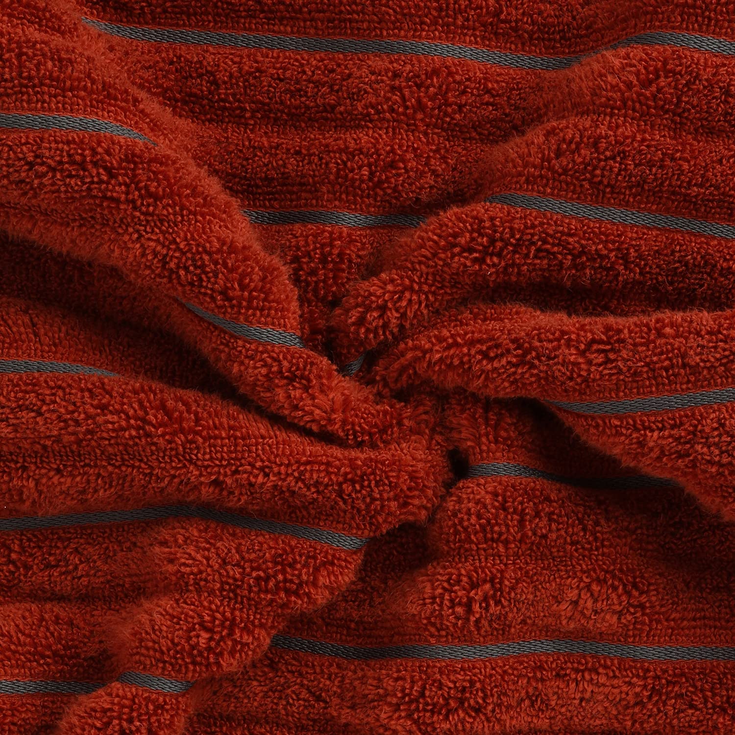 Spaces 100% Cotton Hand Towel 280 Gsm | High Loft Ribbed Texture High Absorbency -Dark Orange