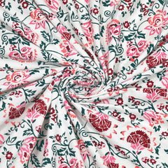 1 Queen Size Bedsheet For Double Bed With 2 Pillow Covers (90 X 108 Inches) White & Pink | Floral Print Designs - Breathable 100% Cotton Bedsheet Comfortable
