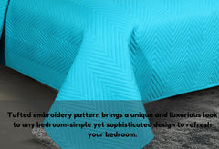 Luxurious Bedsheet For Double Bed With 2 Pillow Cover + 2 Cushion Cover - 90 X 100 Inches, Aqua | All Weather 5 Pcs Glace Cotton Ultrasonic TC - 280
