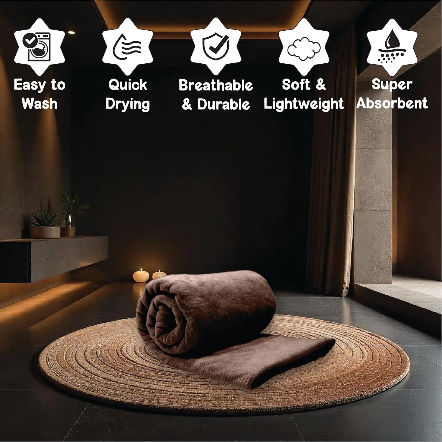 Housse Premium Microfiber Bath Towel 550 Gsm | Extra Large Quick Dry Towels For Women & Men | Super Soft Plush | Ultra Absorbent For Home Swimming Sports & Travel (Fossil)