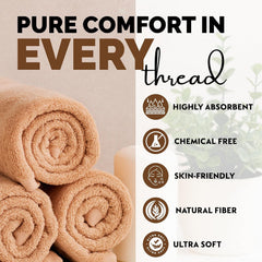 Rushant 100% Combed Cotton Hand Towels 600 Gsm | Ultra Soft, Quick Dry & Super Absorbent For Home, Gym & Travel (Beige) - Set Of 4