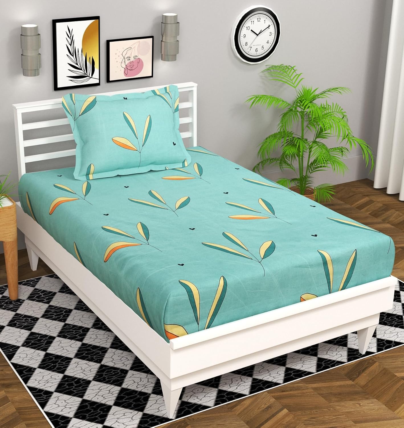 Single Bedsheet Combo Pack Of 4 With 4 Pillow Cover - 60 X 90 Inches, Multicolor | Soft Brushed Microfiber Breathable & Wrinkle Free - Light Weight & Easy To Wash At Home