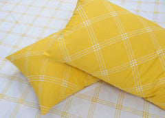 Premium Elastic Bedsheets For King Size Bed Cotton With 2 Pillow Covers | 72 X 78 Inches, White & Yellow | Durable & Gentle On Your Skin