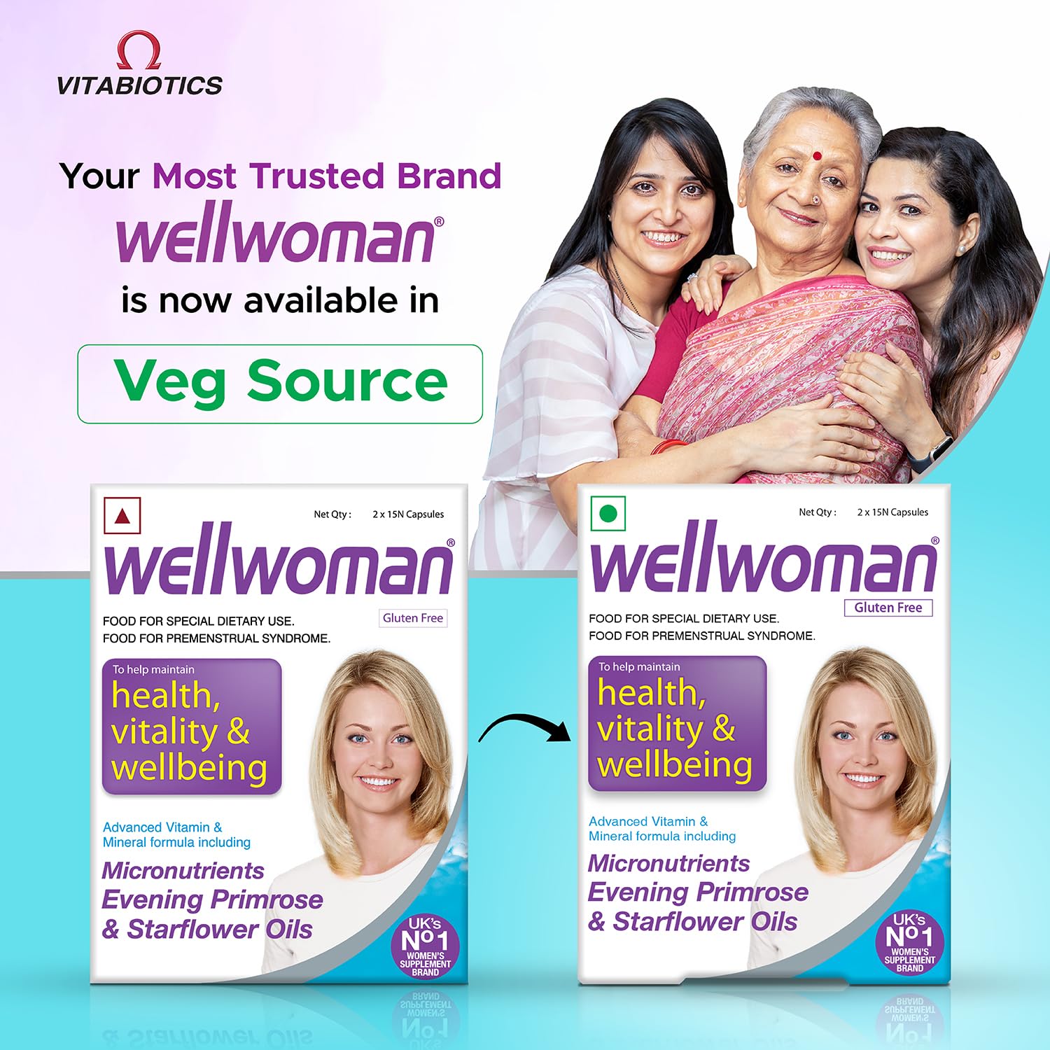 Wellwoman Multivitamin Capsules With Evening Primrose Oil, Immunity, Helps Reduce Pms , Pcos Symptoms | Vegetarian 30 Capsules , 50gm 0.1lbs