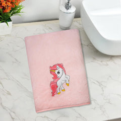 Maxoshine Microfiber Kids Bath Towels 400 Gsm | Quick Dry Super Absorbent Super Soft Bath Towel For Babies Toddler-Baby Towel - Peach (Unicorn Design)