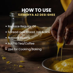 Premium Organic A2 Desi Ghee By Samkhya | Good Source Of Vitamins & Minerals Healthy Desi Cow Ghee Perfect For Overall Health | (250ml) 8.4 Ounce | Jar Pack