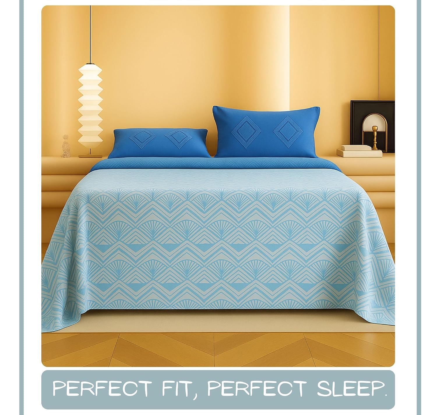 1 Double Bedsheet With Two Pillow Covers - 90 X 94 Inches, Sky Blue | 300 Thread Count Super Soft Bed Sheet For King Size Bed - Perfect Gift For Wedding, Anniversary
