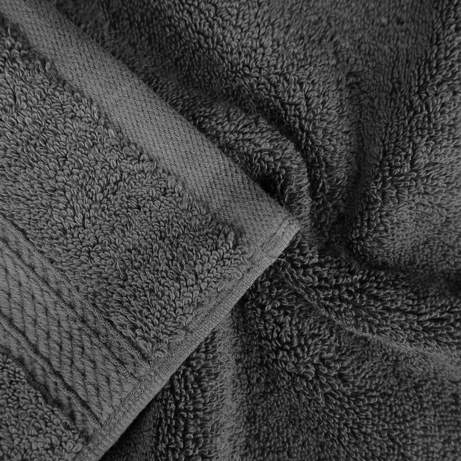 Tiqh Organic Cotton Thick & Plush Hand, Gym & Workout Hand Towel 500 Gsm - Set Of 2 (Charcol)