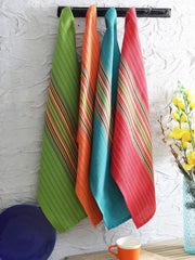Sami Studios Kitchen Cotton Towels 300 Gsm | Highly & Absorbent For Kitchen Cleaning & Quick Drying Elegant Waffle Checks X-Large Towel (Set Of 4) -Multicolor