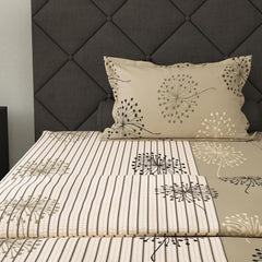 1 Piece Cotton Bedsheet For Single Size Bed With 1 Pillow Cover - 57 X 88 Inches, Beige | Soft & Durable For Everyday Use & Bedroom - All Season Comfort