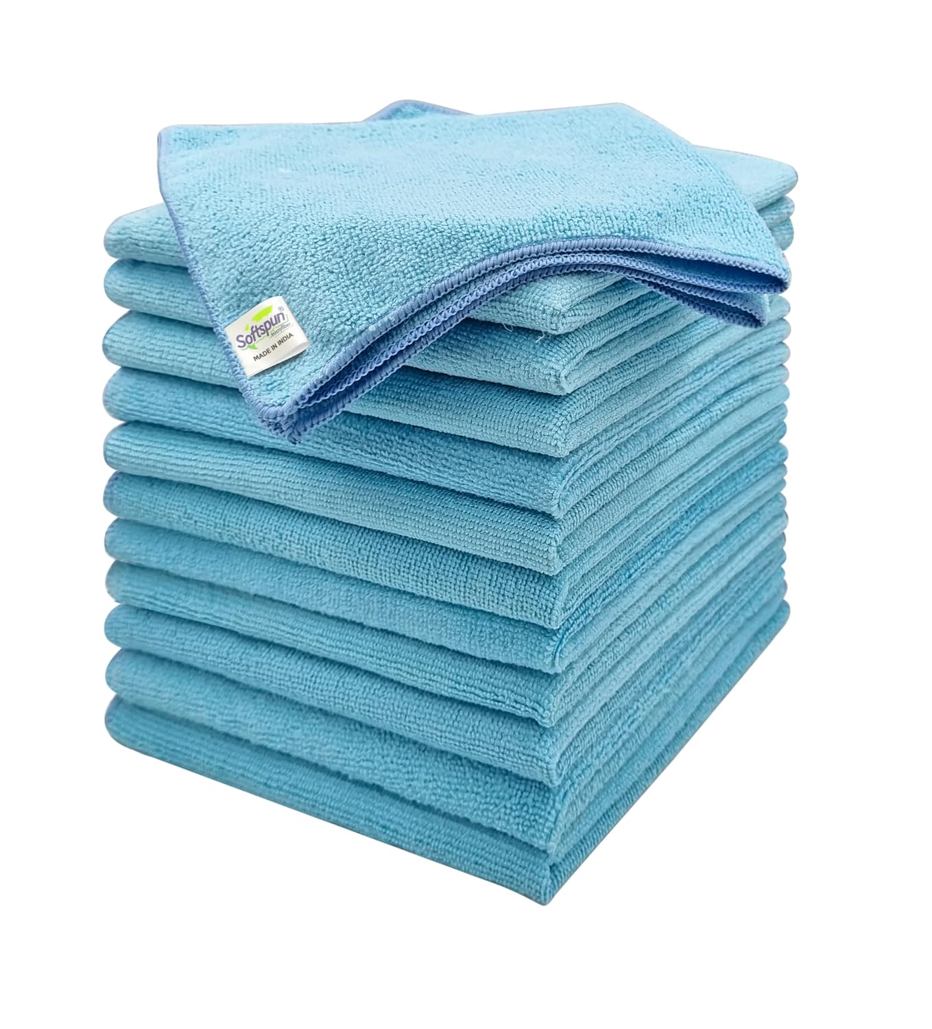 Softspun Microfiber Cleaning Cloths 1250 Gsm | Highly Absorbent, Lint & Streak Free, Multi -Purpose Wash Cloth For Kitchen, Car, Window, Stainless Steel (12 Pcs)- White