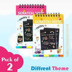 Scratch Notepad For Kids, Theme A1 With Magical Rainbow Color, Portable & Travel-Friendly, 2Pcs