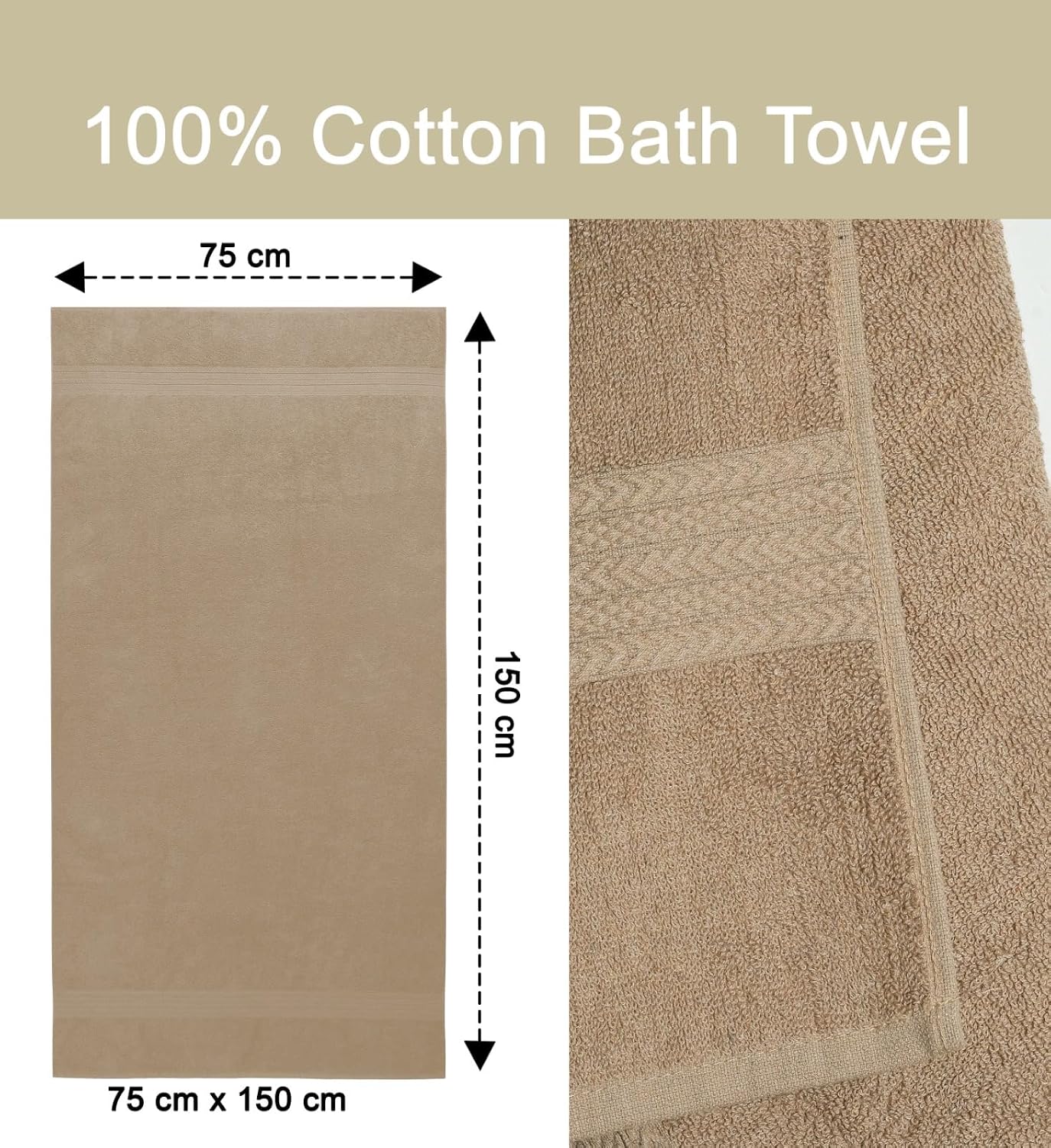 Soweto Luxury Cotton Bath Towel 550 Gsm | Ultra Soft & Super Absorbent Bath Sheet Quick Dry, Lightweight & Durable Fabric Large Size Towel (Beige)