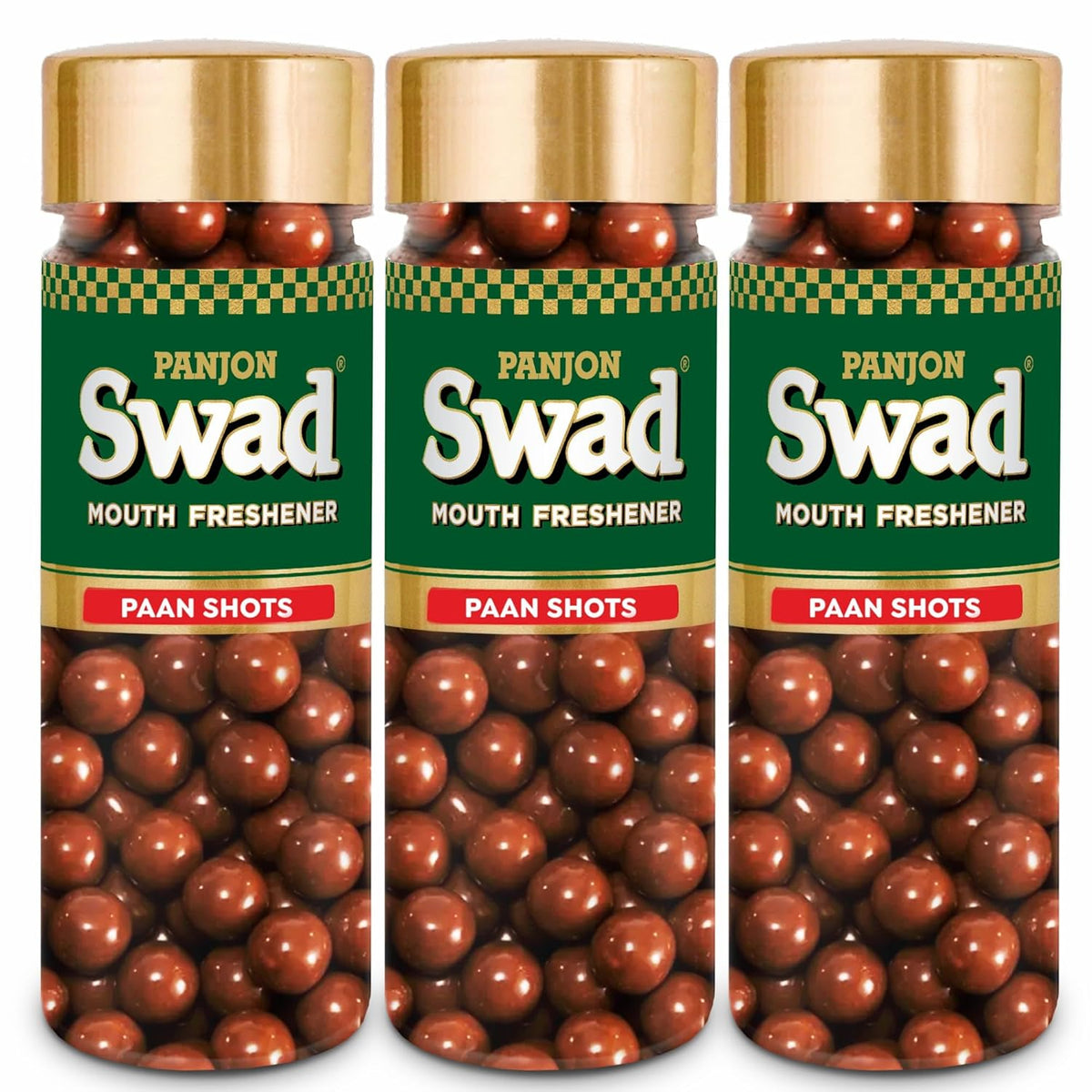 Panjon Swad Paan Shots 540gm, (180gm *3) (Instant Paan Candy Mouthfreshener) Toffee Balls | 3 Bottle