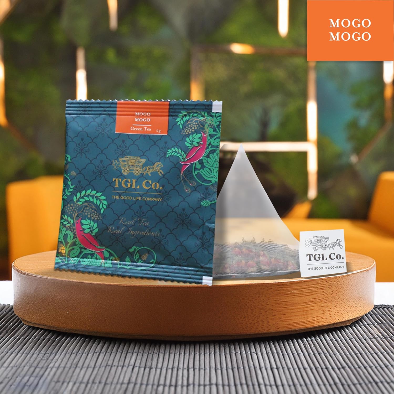 TGL Co. Mogo Mogo Green Tea - Pack Of 3 X 16 Pyramid Tea Bags, 96gm, 3.3 Ounce | Immunity Booster, Richness Of Flavors - Hot & Ice Fruit Tea | Juicy Goodness Of Mangoes - Low Caffeine