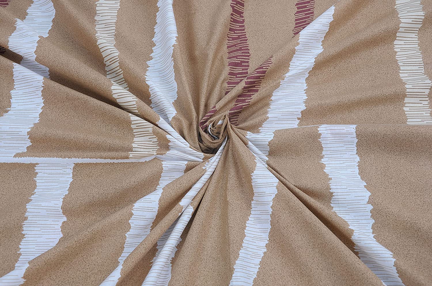 King Size Bedsheet With 2 Pillow Covers - 110 X 108 Inches, Beige & White | Ideal For House, Guest House, Hotel | Soft & Comfortable Sleep Experience
