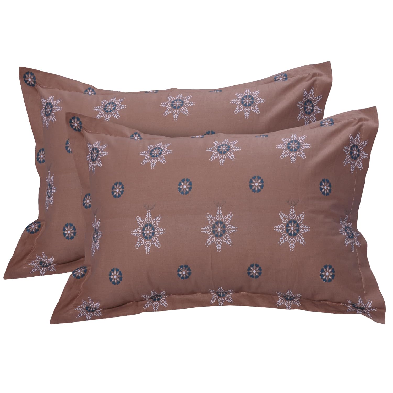 Bedsheet For King Size With 2 Pillow Cover - 108 X 108 Inches, Brown & Grey | Suitable For All Weather Season - 4 Pcs Bedding Set
